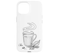 Thé Indien Chai Desi Minimal Line Art Design élégant Coque pour iPhone 15