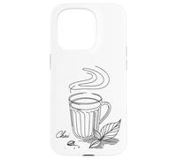 Thé Indien Chai Desi Minimal Line Art Design élégant Coque pour iPhone 15 Pro