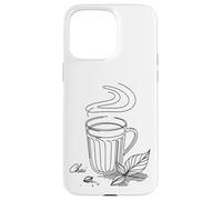 Thé Indien Chai Desi Minimal Line Art Design élégant Coque pour iPhone 15 Pro Max