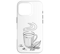 Thé Indien Chai Desi Minimal Line Art Design élégant Coque pour iPhone 16 Pro