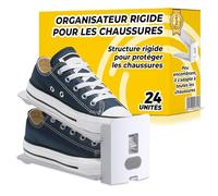 The Inventions Emporium Range Chaussures Gain de Place - Organisateur chaussures double couche réglable | Rangement chaussures placard ou étagère | Support chaussures empilable (Blanc,24)