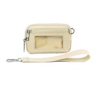 The Iris' Wallet 2nd Gen, Portefeuille porte-clés en nylon imperméable pour femme, porte-clé en nylon imperméable, étui à cartes à fermeture éclair avec fenêtre pour carte d'identité, beige, 5.4*3.5