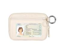 The Iris Wallet Étui à Cartes avec fenêtre pour Carte d'identité pour Femme avec Fermeture éclair et Porte-clés, Beige