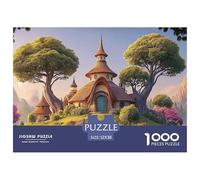 The Island Surrounded by Green Trees` 1000 Pcs Découpe Précise Puzzle Dreamy Flower Village Amusant Jigsaw Déco Maison pour Amis 52x38cm/1000pcs