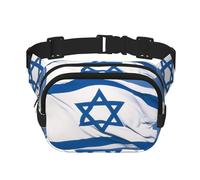 The Israeli Flag Square Sac banane double couche avec bandoulière réglable Idéal pour les sports de plein air, noir, One Size