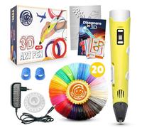 The Italian Home® Stylo 3D Plus + filaments PLA - 20 Couleurs (4 Fluorescentes) - Guide illustré en français Offert - Alimentation EU Incluse - Stylo 3D Enfant 10 Ans, Crayon 3D