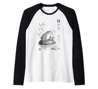Thé Japonais Sumi-e Frog Tea Art Zen Ink Wash Serenity Manche Raglan