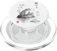 Thé Japonais Sumi-e Frog Tea Art Zen Ink Wash Serenity PopSockets PopGrip pour MagSafe