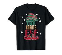The Karate Elf Pyjama de Noël - Karaté Noël T-Shirt Graphique avec Valeur, Homme, Noir, M