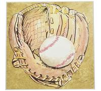 The Kids Room by Stupell Baseball Glove with Baseball on Brown Background Square Wall Plaque