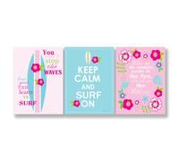 The Kids Room by Stupell Keep Calm and Surf On Lot de 3 plaques murales rectangulaires d'inspiration Rose/bleu sarcelle
