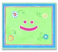 The Kids Room by Stupell Pink Smiley Face on Green Rectangle Wall Plaque