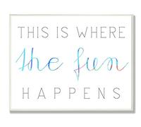 The Kids Room by Stupell This is Where The Fun Happens Plaque murale rectangulaire 11 x 0,5 x 15 cm Fabriqué aux États-Unis