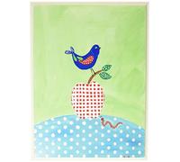 The Kids Room Red White Cheque Apple with Blue Bird Wall Plaque