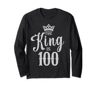 The King is 100, 100e fête d'anniversaire Cool, Vintage Drink Bday Manche Longue