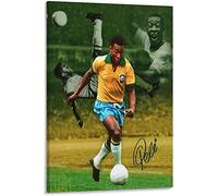 The King of Football Pele Poster Canvas Wall Art Brazil Famous Soccer Player Pele Picture Painting Modern Home Decor Collection Mural Canvas Print Football Fan's Memorial Gift,70×90cm