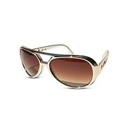 The King of Rock and Roll Elvis Presley Large Las Vegas Costume Sunglasses (Gold, Brown)