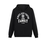THE KING OF TOMATO Always Keep Fighting SPN Family Hoody Unisex Ptinted Hoodies Long Sleeve Men's Hooded with Pocket Black XL