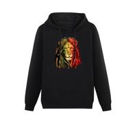 THE KING OF TOMATO Lion with Dreadlocks Rastafari Jah Jamaica Marijuana 420 Hoody Unisex Long Sleeve Hooded with Pocket Black XL