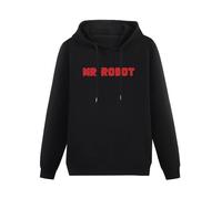 THE KING OF TOMATO Mr. Robot Logo Hoody Unisex Ptinted Hoodies Long Sleeve Men's Hooded with Pocket Black XXL