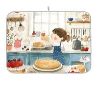 The Kitchen is Filled with The Aroma of Baking Pies Tapis de vaisselle réutilisable 45,7 x 61 cm Grand tapis de séchage décoratif pour la maison