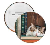 The Kitten Sleeps Badge rond en métal léger pour sac à dos, épingles à boutons tendance pour chemises, vestes, châle, manteau unisexe, 5PCS, Fer blanc, épingles rondes en métal