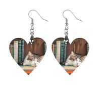 The Kitten Sleeps Boucles d'oreilles en bois pour femme, bijoux vintage élégants en bois, boucles d'oreilles légères pour mariage, fête, cadeau de bijoux quotidiens, Love, Bois, Bois.