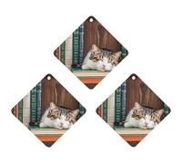 The Kitten Sleeps Lot de 3 désodorisants pour voiture à suspendre en forme de losange - Cartes parfumées durables pour voiture, maison, bureau - Style noir