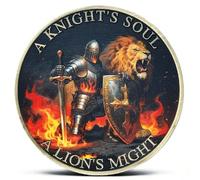 The Knight Templar Christian Warrior Challenge Coin - Une âme de chevalier, une puissance du lion Pièces inspirantes
