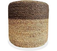 The Knitted Co. Pouf ottoman en jute | Tabouret repose-pieds | Tressé à la main - Pouf rond de style bohème - Pour salon, chambre à coucher, crèche, terrasse (40,6 x 40,6 x 40,6 cm), gris