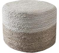 The Knitted Co. Pouf ottoman en jute | Tabouret repose-pieds | Tressé à la main - Pouf rond de style bohème - Pour salon, chambre à coucher, crèche, terrasse (50,8 x 50,8 x 25,4 cm) - Ivoire