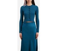 The Kooples Cropped Cardigan En Cotes Medium Blue Taille: 34 | Cardigans Outlet | Femme | Bleu