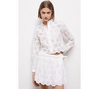 The Kooples Jupe Courte Elastiquee En Broderies Anglaises White Taille: 40 | Mini Jupes Outlet | Femme | Blanche