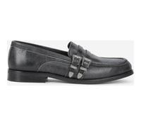 The Kooples Leather Moccasins With A Disturbed Effect Black Taille: 38 | Mocassins Outlet | Femme | Le Noir
