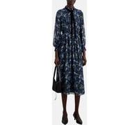 The Kooples Long Dress Ml Buttoned Neckline Velvet Trim Blue Taille: 36 | Robes Outlet | Femme | Bleu