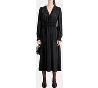 The Kooples Long V-neck Dress With Frills Black Taille: 36 | Robes midi Outlet | Femme | Le Noir