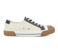 The Kooples Low Canvas Sneakers With Leather Inserts Ecru Taille: 36 | Baskets Outlet | Unisex | Marron