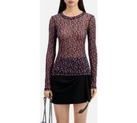 The Kooples Mesh Top With Print Black/pink Taille: 40 | Chemisiers Outlet | Femme | Blanche