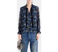 The Kooples Ml Top Buttoned Neckline With Velvet Braid Blue Taille: 34 | Chemisiers Outlet | Femme | Bleu