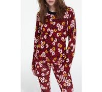 The Kooples Round Neck Sweater In Floral Jacquard Dark Red Taille: 36 | Pulls en Maille Outlet | Femme | Rouge