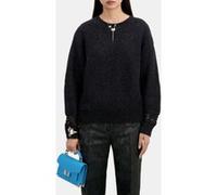 The Kooples Round Neck Sweater In Pearl And Pointelle Rib Black Taille: 36 | Pulls en Maille Outlet | Femme | Blanche