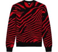 The Kooples Round-neck Sweater In Zeber Jacquard Black - Red Taille: S | Pulls en Maille Outlet | Homme | Le Noir