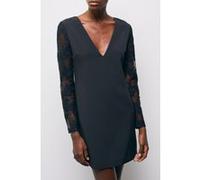 The Kooples Short Dress With Lace Sleeve And Front Neckline Black Taille: 36 | Robes Mini Outlet | Femme | Le Noir