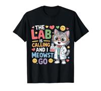 The Lab is Calling and I Meowst Go Science Cat Nerd |- T-Shirt Graphique avec Valeur, Homme, Noir, M