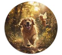 The Labrador et Labrador Puzzle Rond De 1000 Pièces pour Adultes Les animauxs Haustiers Cute DécoRatteion Murale Classiques Activité Différente 1000pcs (67.5x67.5cm)