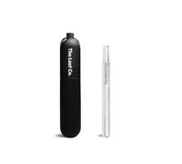 The Last Co. Paille télescopique réutilisable et portable en acier inoxydable avec étui porte-clés (noir anthracite)
