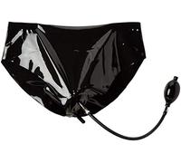 LATEX - culotte femme avec 2 godemichés internes gonflables (noir) - M