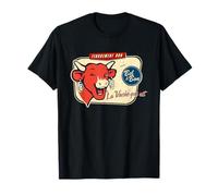 THE LAUGHING COW T-Shirt Rétro vieilli Noir Unisex-Adulte S