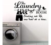 The Laundry Room Sorting Out Life One Load at a Time Sticker Mural Amovible Noir Convient pour les buanderies Créer une Ambiance Humoristique 57 x 35 cm