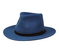 The Lawrence Chapeau en feutre Fedora à bord plat résistant à l'eau, Bleu mélangé., L